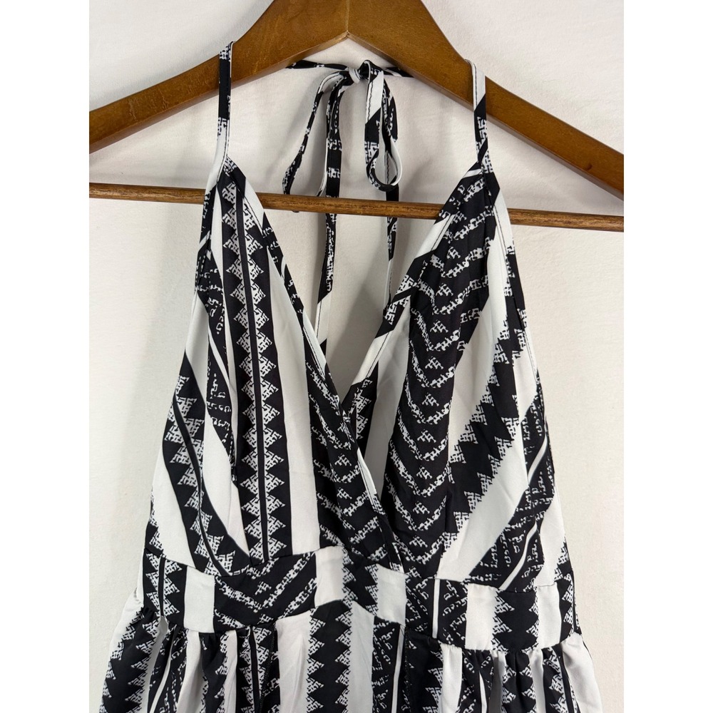 SHEIN Womens S Black White Excellent Halter Neck Tribal Striped dress - Picture 2 of 6